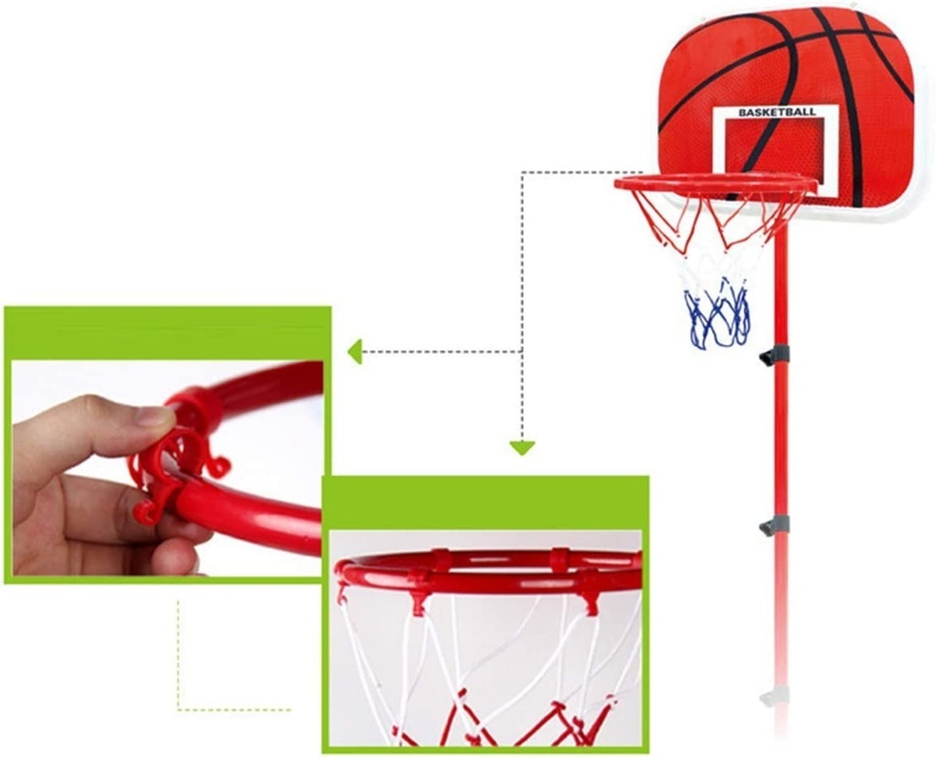 Kit Canasta Basketball Infantil Balón Bomba Diversión Deport