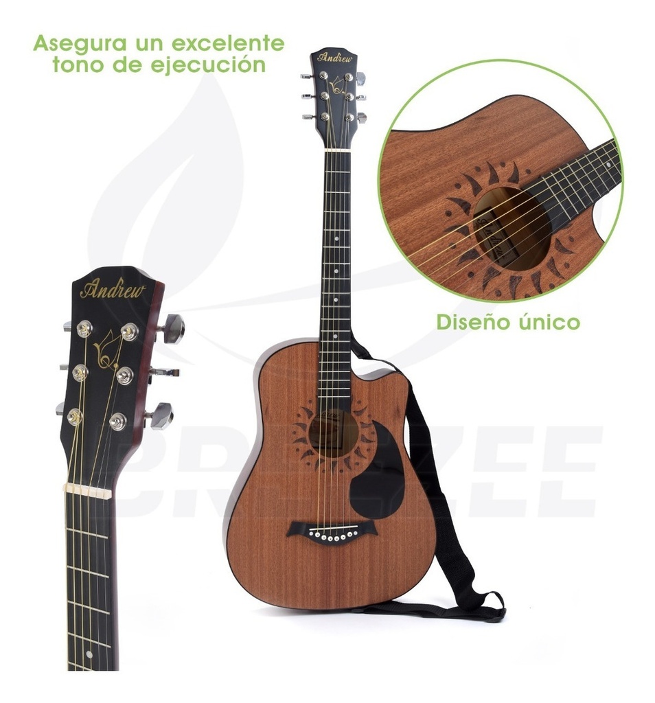 Guitarra Acústica 38 Pulgadas Kit Accesorios Estuche Calidad