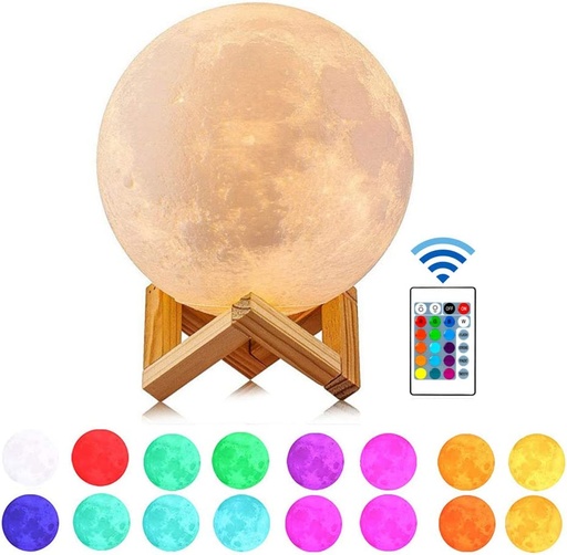 [MOONLAMP15C] Lampara Luna Moonlight 3d Touch 16 Colores 15 Cm Control