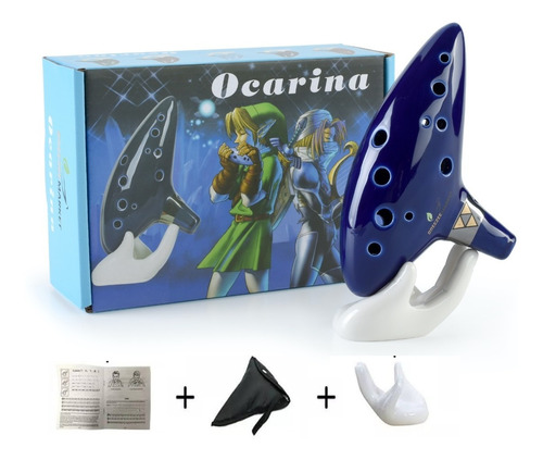 [OCARINAZEL12] Ocarina Cerámica Flauta 12 Agujeros Zelda Funda Gratis Origi
